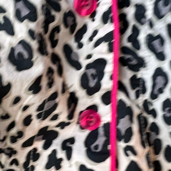 Y2K Leopard Coquette Pajama Set Pink Buttons Lounge Insomiax Size L - Picture 7 of 7